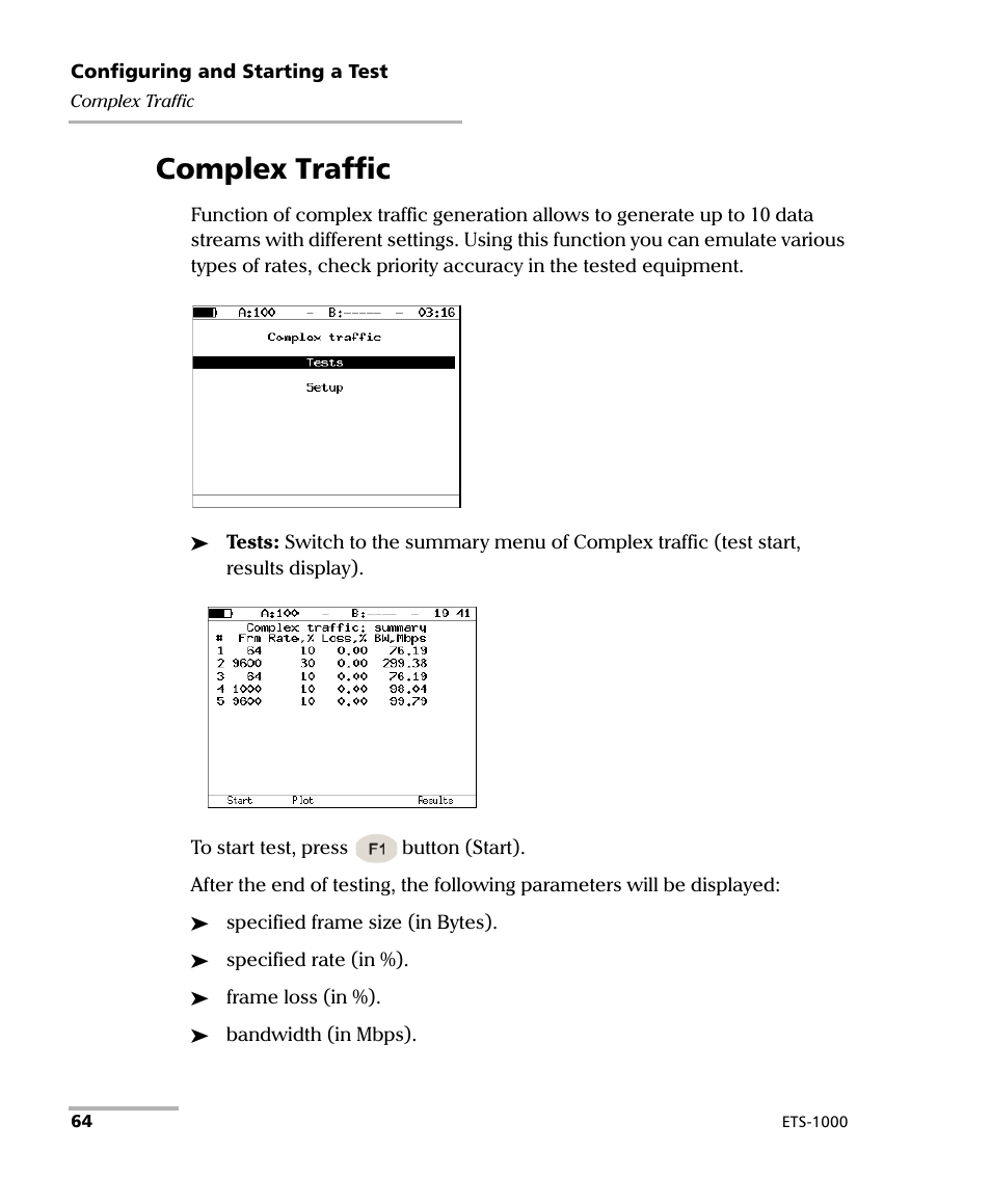 Complex traffic | EXFO ETS-1000 User Manual | Page 72 / 173