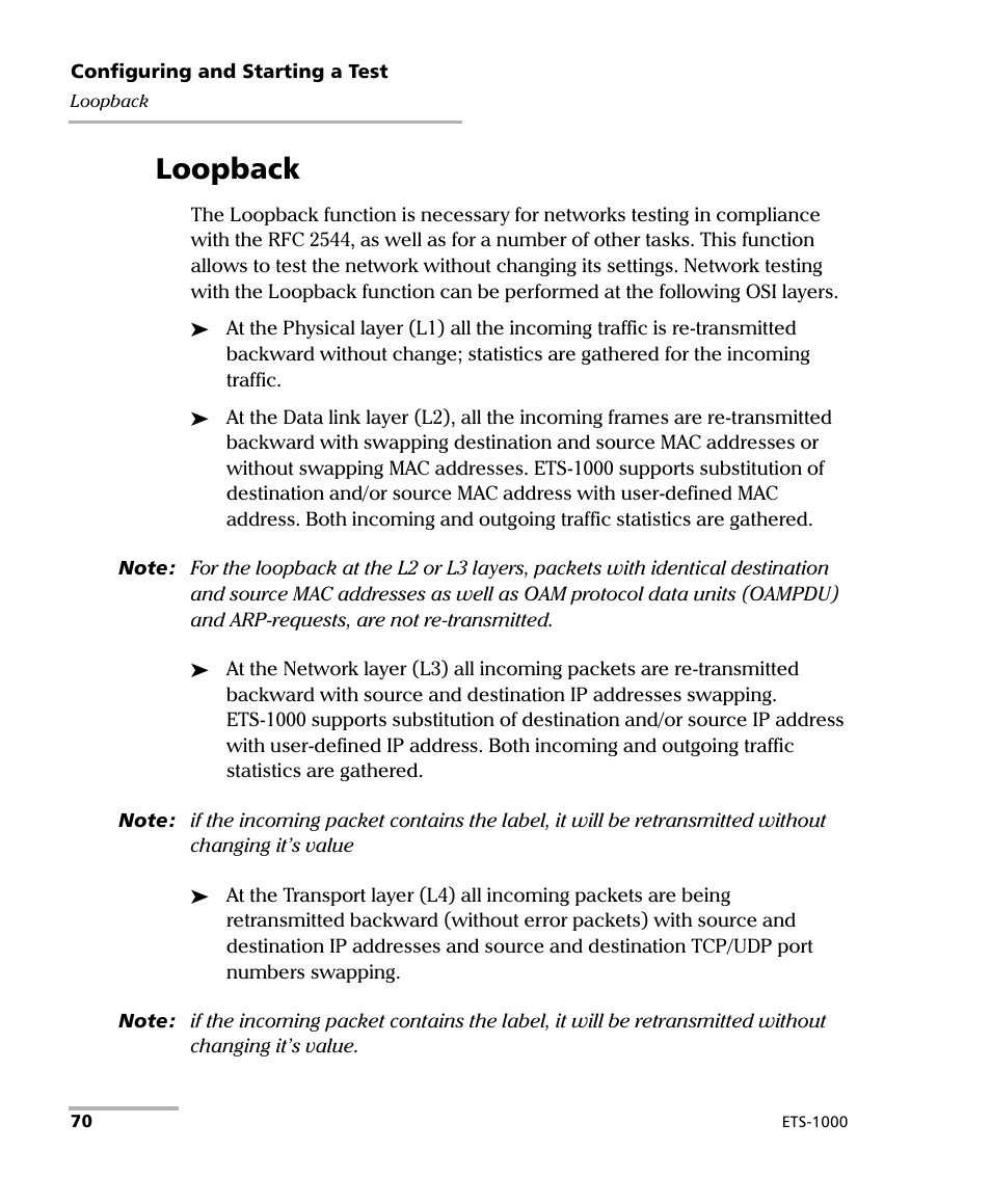 Loopback | EXFO ETS-1000 User Manual | Page 78 / 173