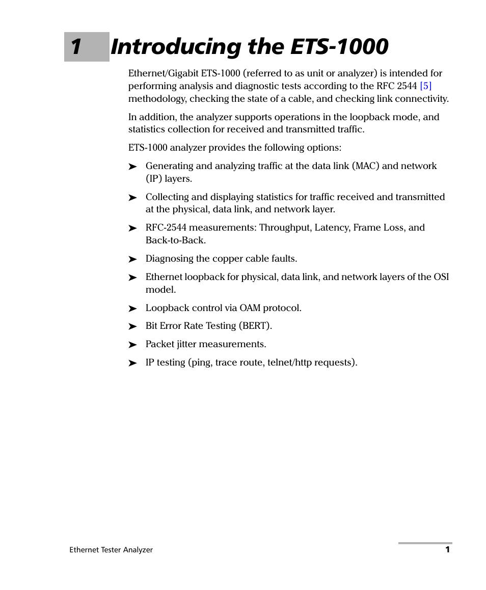 1 introducing the ets-1000 | EXFO ETS-1000 User Manual | Page 9 / 173