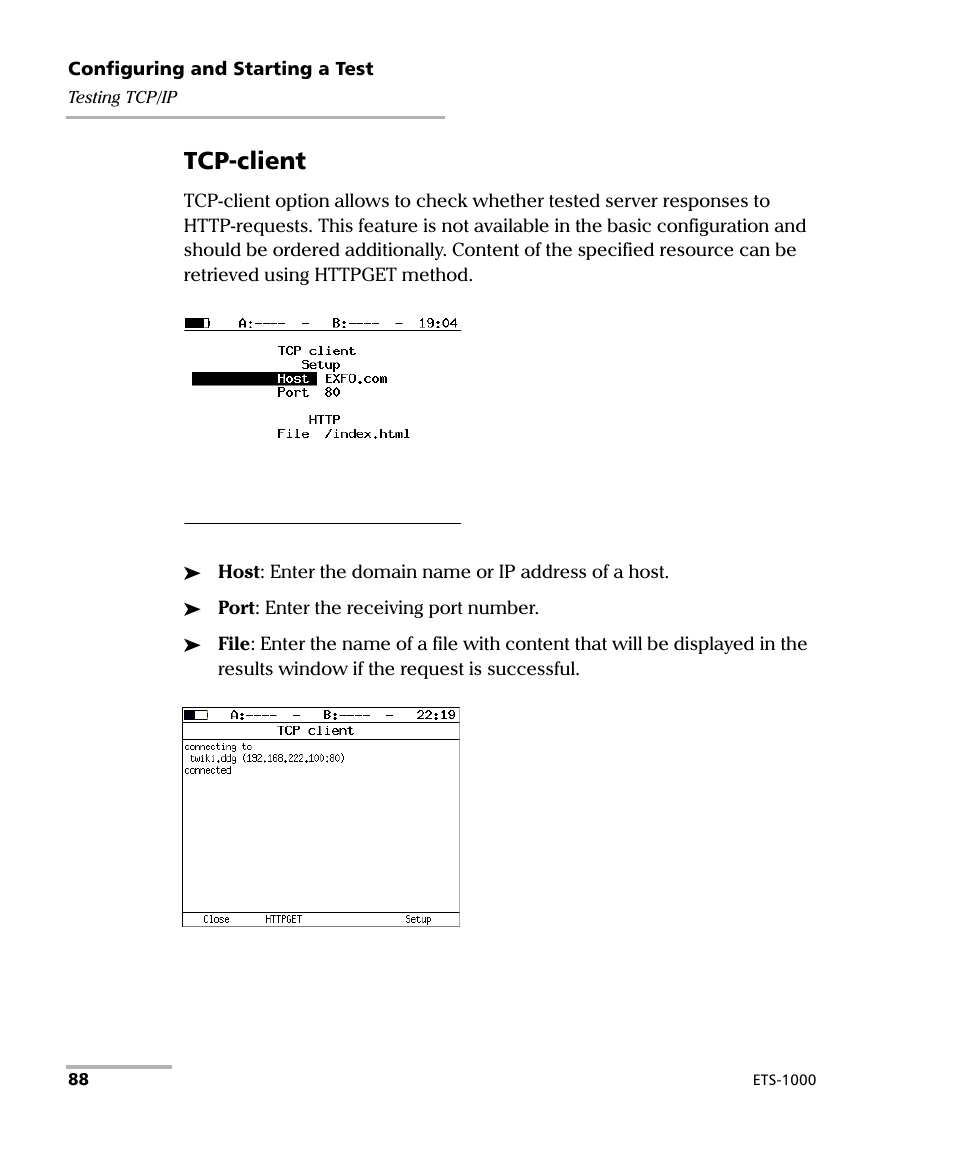 Tcp-client | EXFO ETS-1000 User Manual | Page 96 / 173
