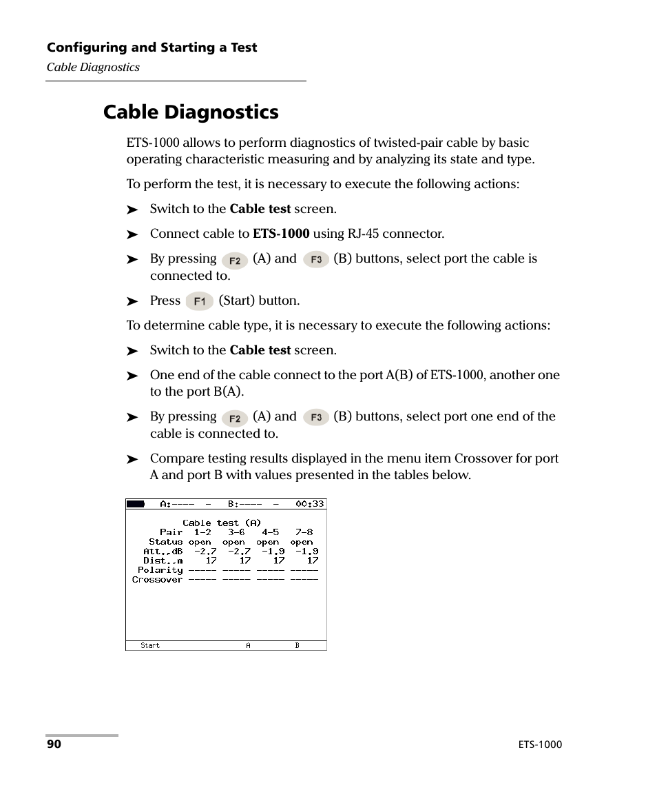 Cable diagnostics | EXFO ETS-1000 User Manual | Page 98 / 173