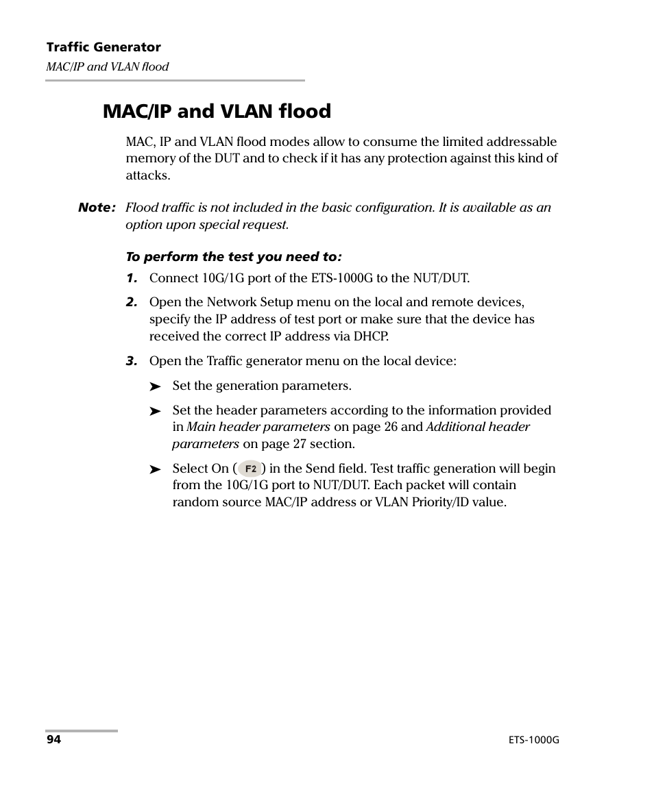 Mac/ip and vlan flood | EXFO ETS-1000G User Manual | Page 104 / 195