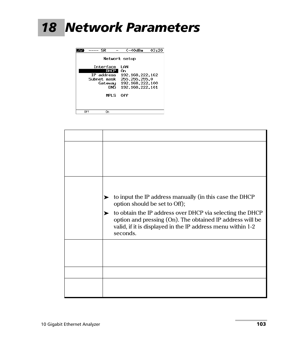 18 network parameters | EXFO ETS-1000G User Manual | Page 113 / 195