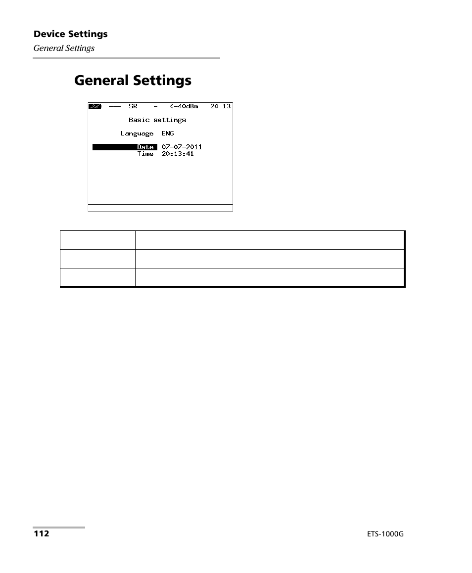 General settings | EXFO ETS-1000G User Manual | Page 122 / 195