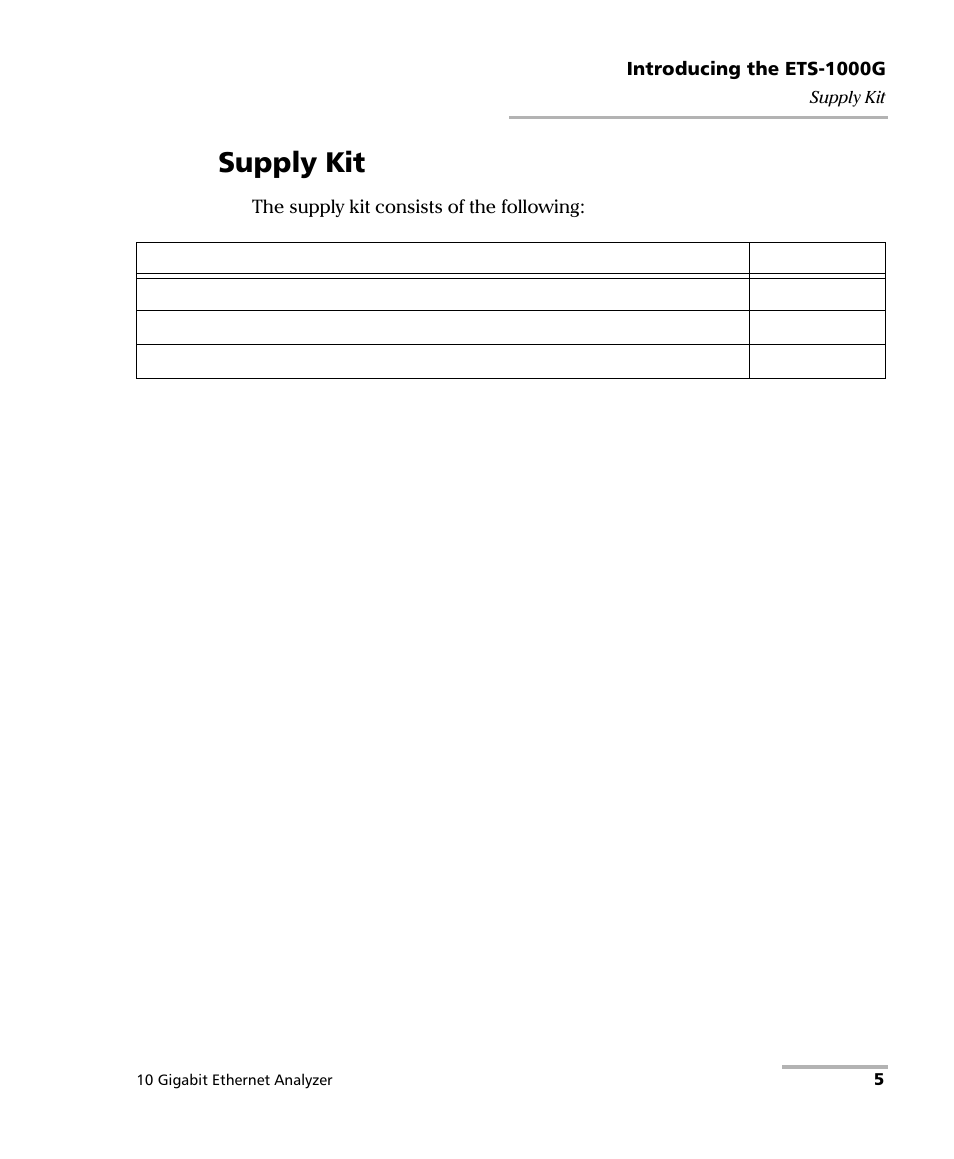 Supply kit | EXFO ETS-1000G User Manual | Page 15 / 195