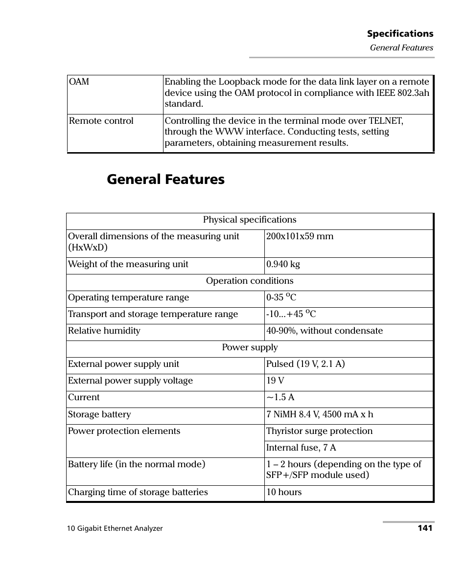 General features | EXFO ETS-1000G User Manual | Page 151 / 195