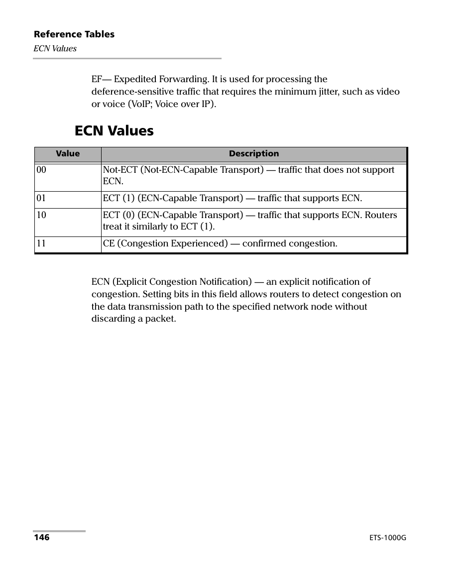 Ecn values | EXFO ETS-1000G User Manual | Page 156 / 195