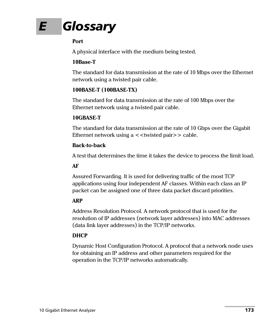 E glossary, Eglossary | EXFO ETS-1000G User Manual | Page 183 / 195