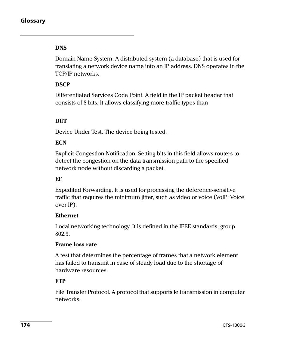 EXFO ETS-1000G User Manual | Page 184 / 195