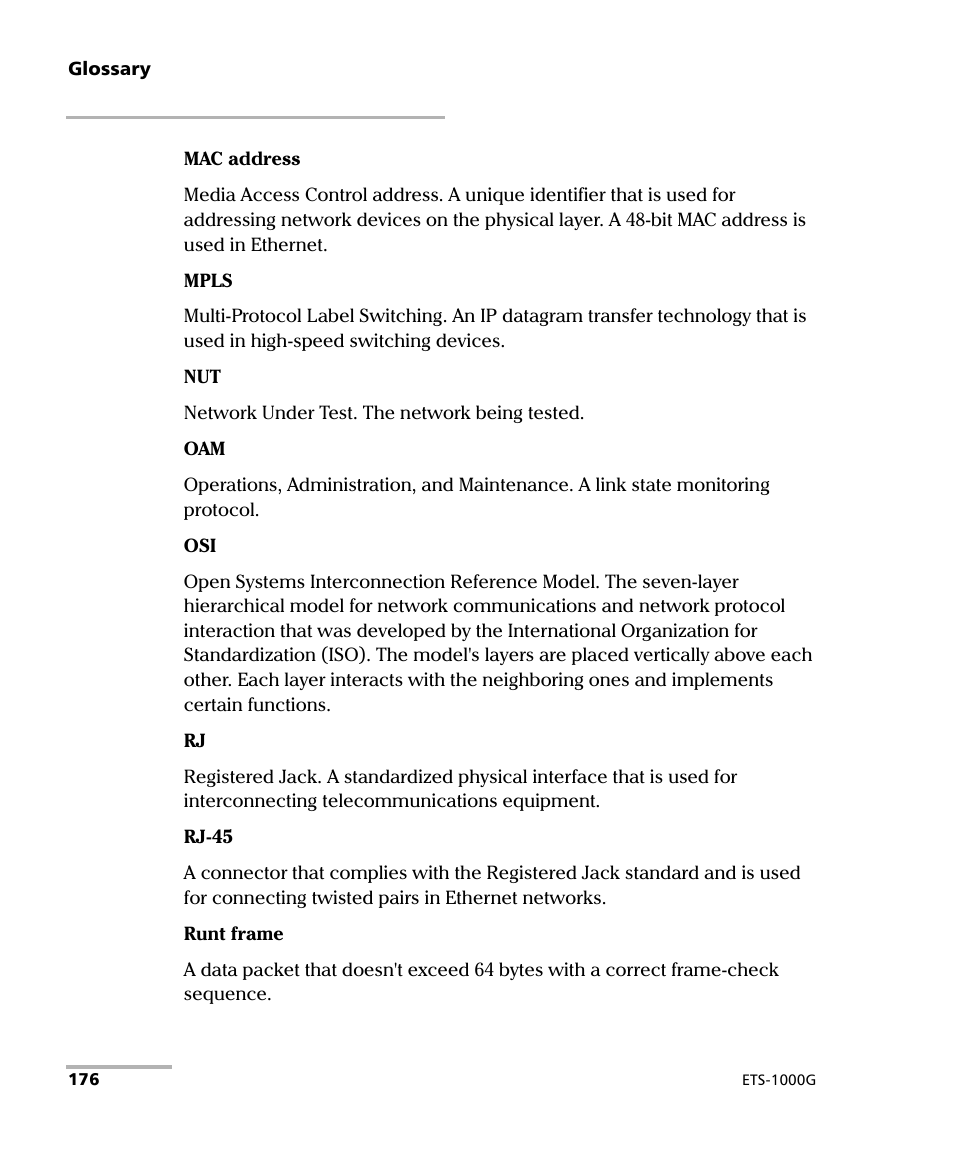 EXFO ETS-1000G User Manual | Page 186 / 195