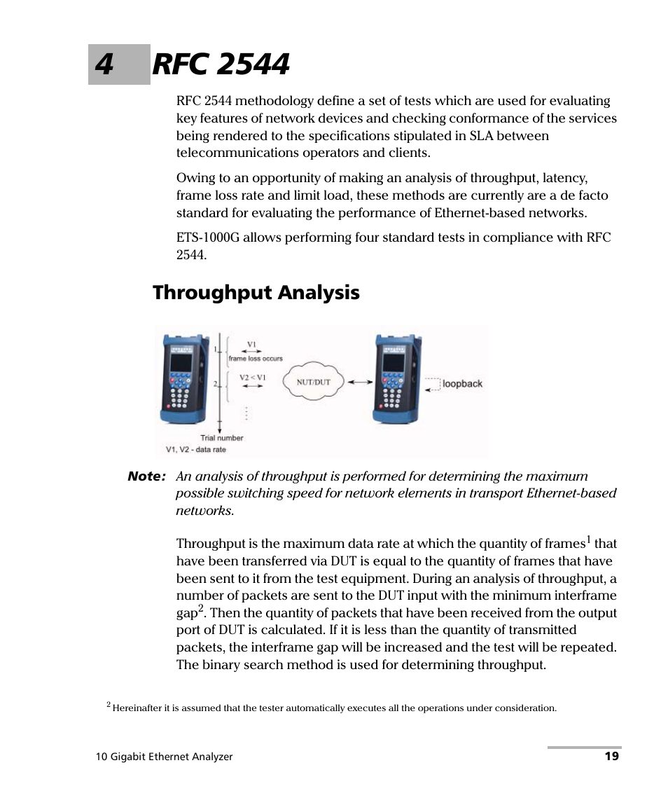 4 rfc 2544, Throughput analysis | EXFO ETS-1000G User Manual | Page 29 / 195