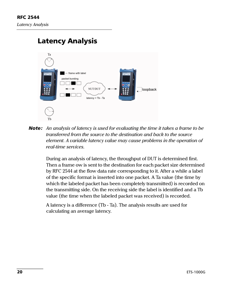 Latency analysis | EXFO ETS-1000G User Manual | Page 30 / 195