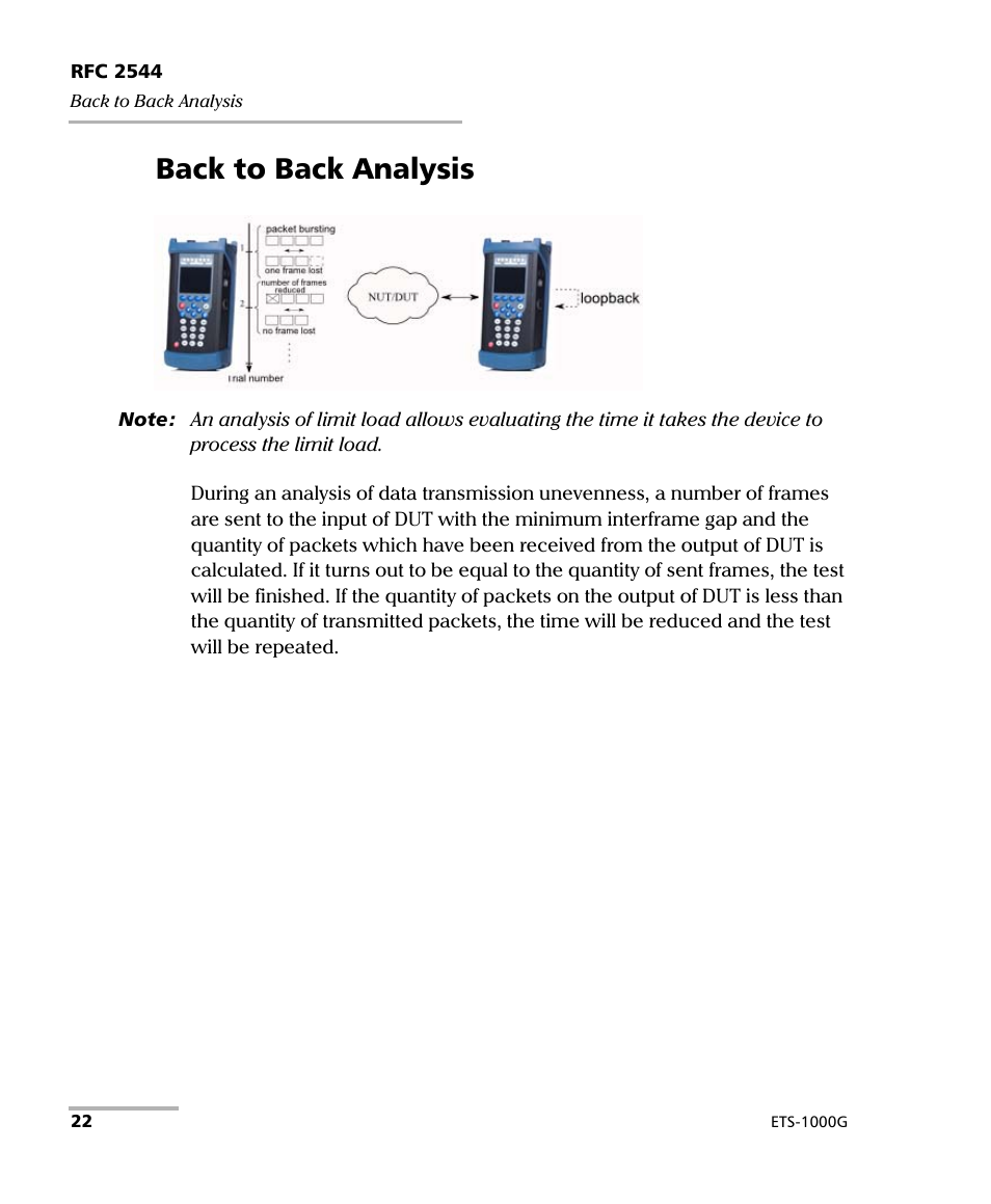 Back to back analysis | EXFO ETS-1000G User Manual | Page 32 / 195