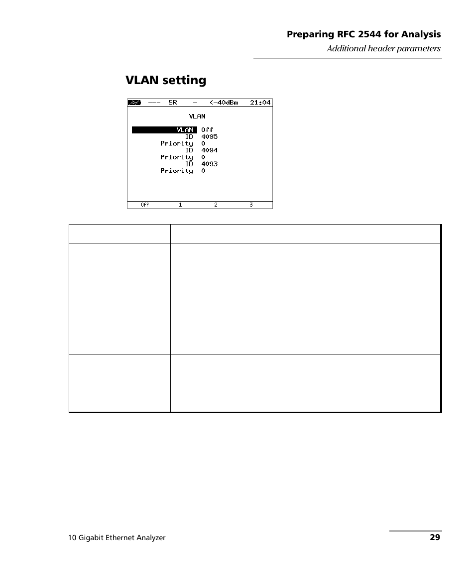 Vlan setting | EXFO ETS-1000G User Manual | Page 39 / 195