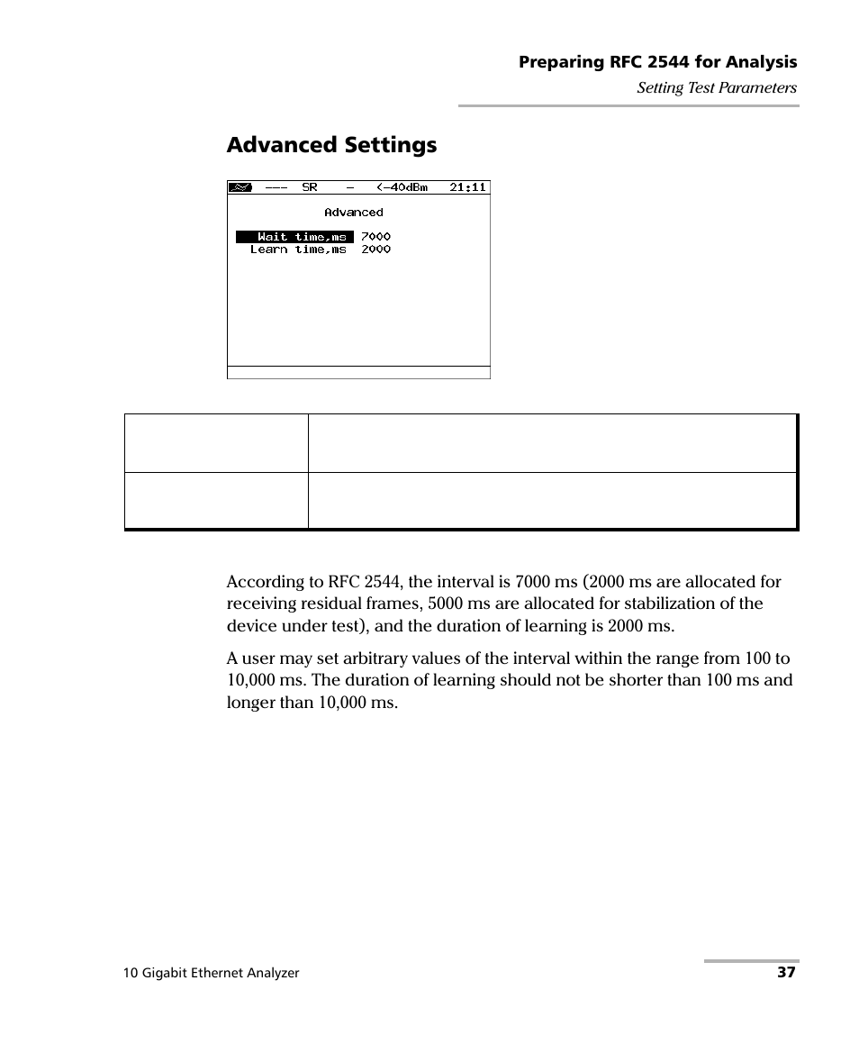 Advanced settings | EXFO ETS-1000G User Manual | Page 47 / 195