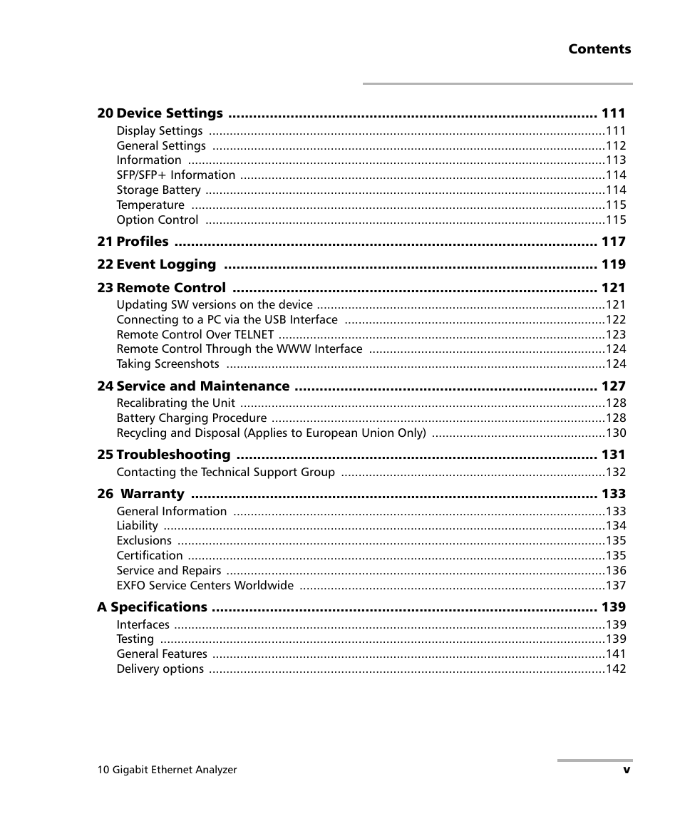 EXFO ETS-1000G User Manual | Page 5 / 195
