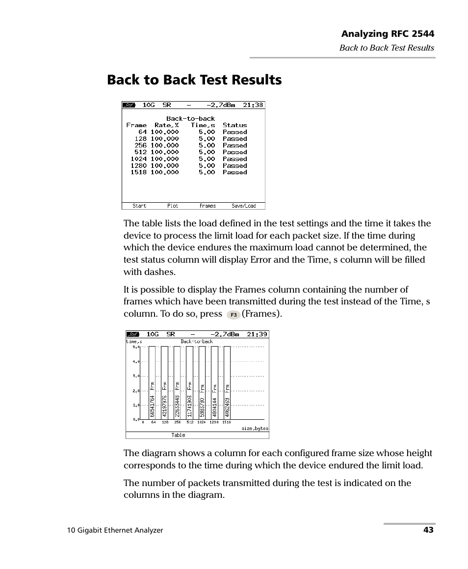 Back to back test results | EXFO ETS-1000G User Manual | Page 53 / 195