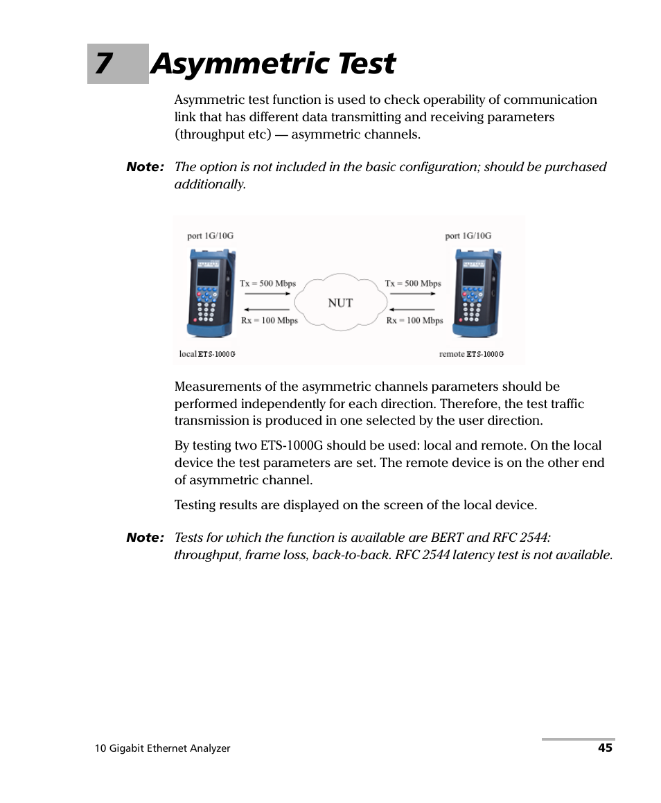 7 asymmetric test, 7asymmetric test | EXFO ETS-1000G User Manual | Page 55 / 195