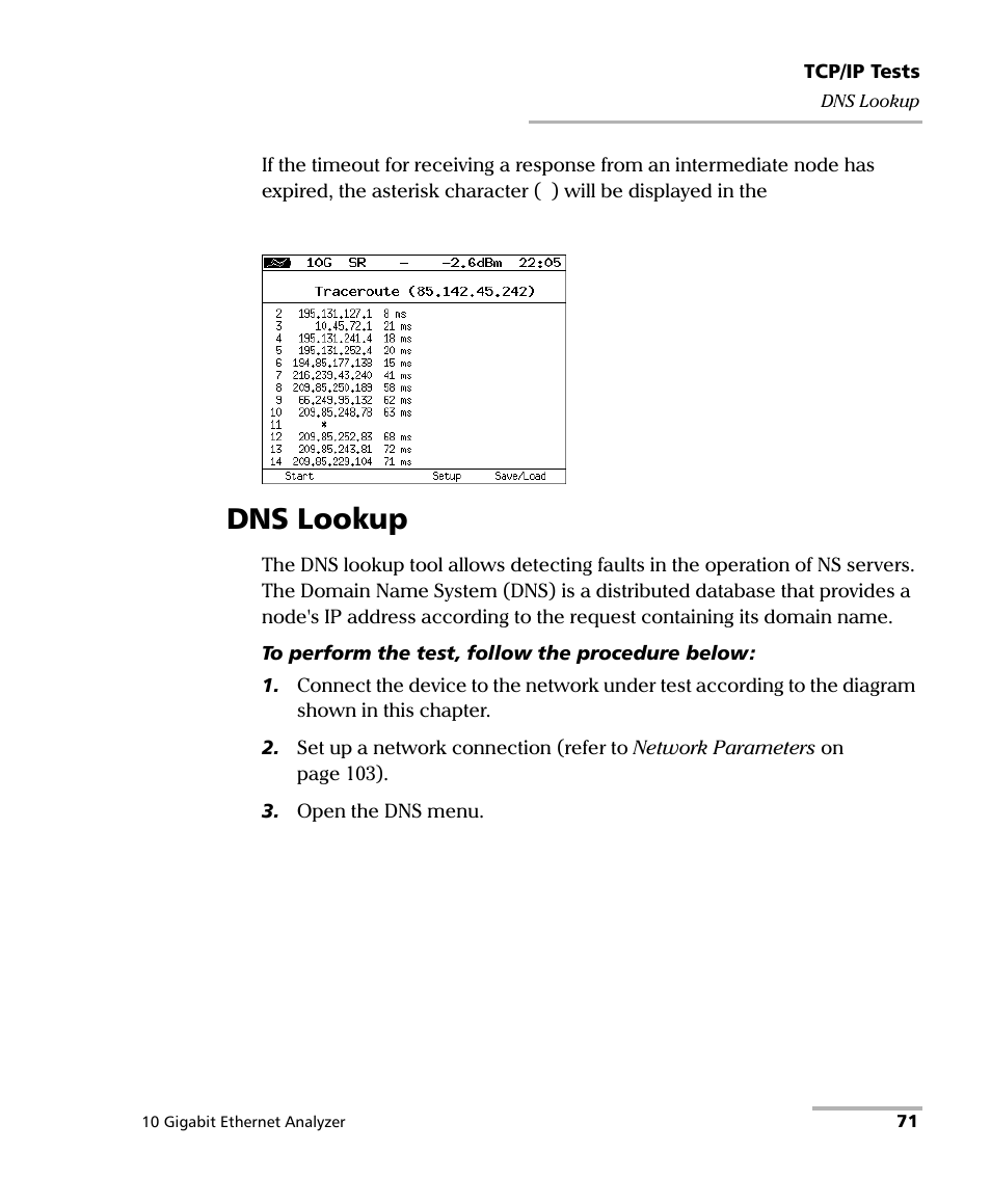 Dns lookup | EXFO ETS-1000G User Manual | Page 81 / 195