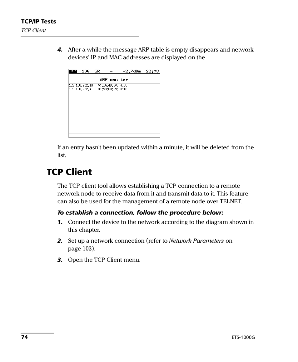 Tcp client | EXFO ETS-1000G User Manual | Page 84 / 195