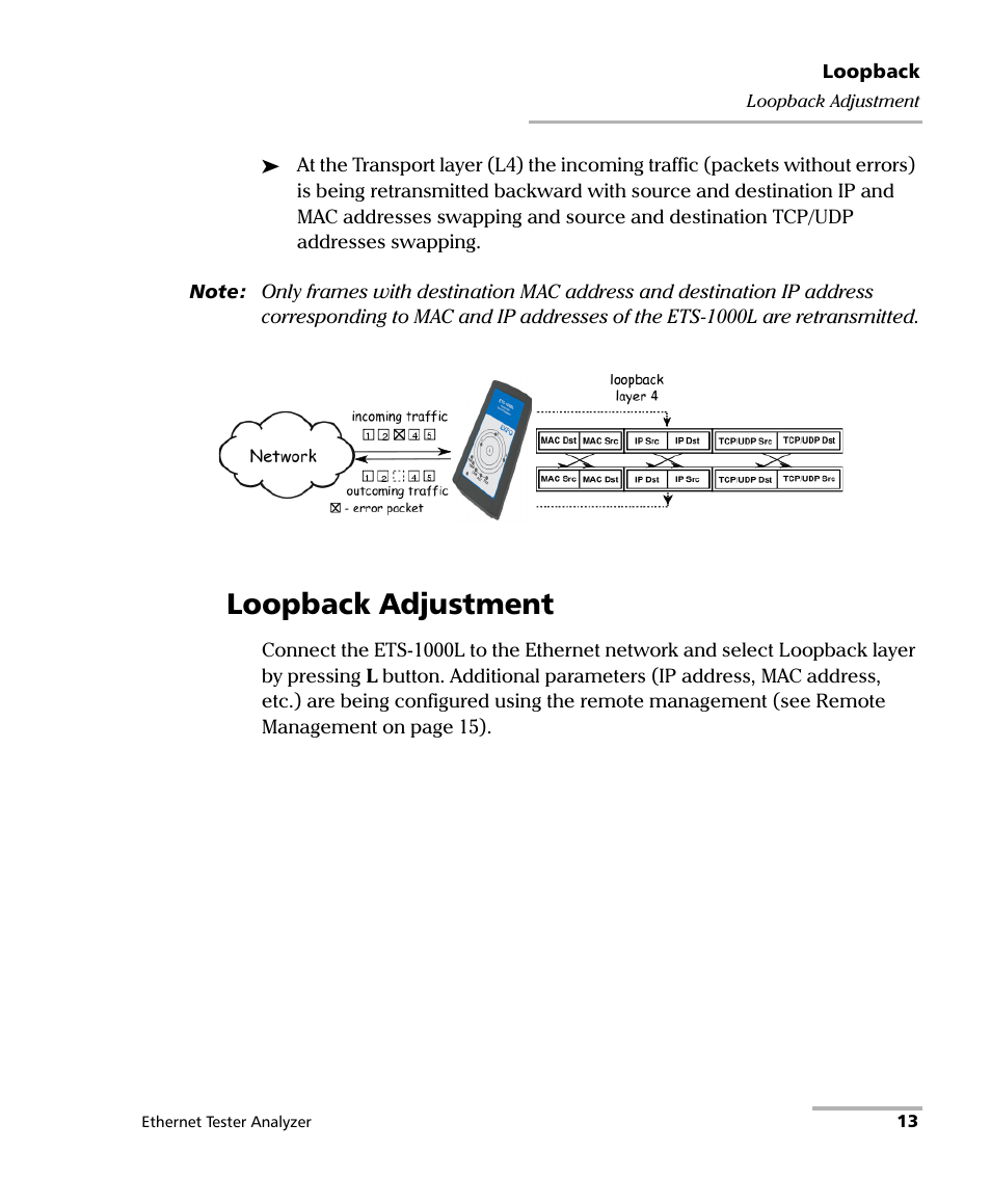 Loopback adjustment | EXFO ETS-1000L User Manual | Page 19 / 47