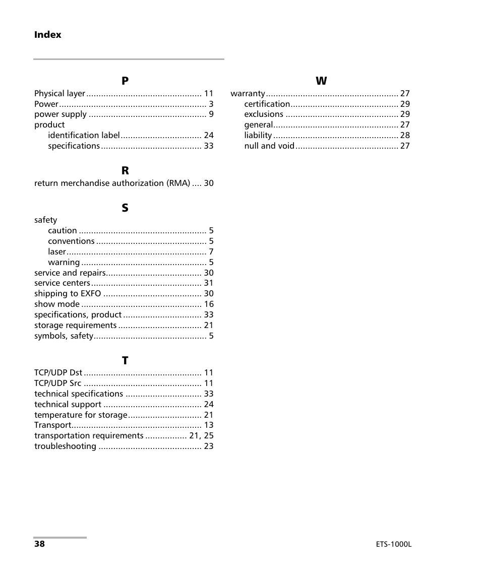 EXFO ETS-1000L User Manual | Page 44 / 47