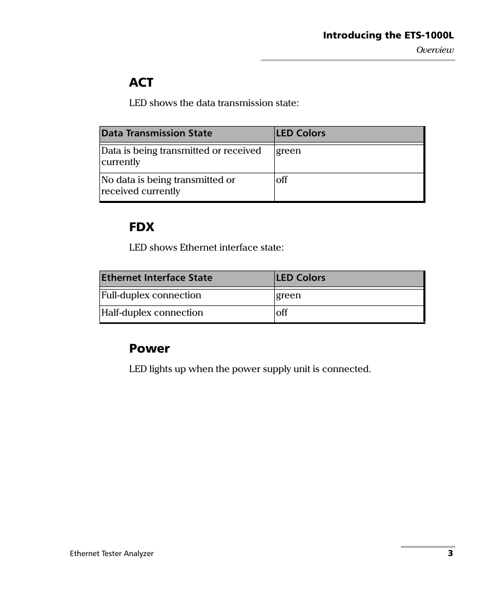 Power | EXFO ETS-1000L User Manual | Page 9 / 47
