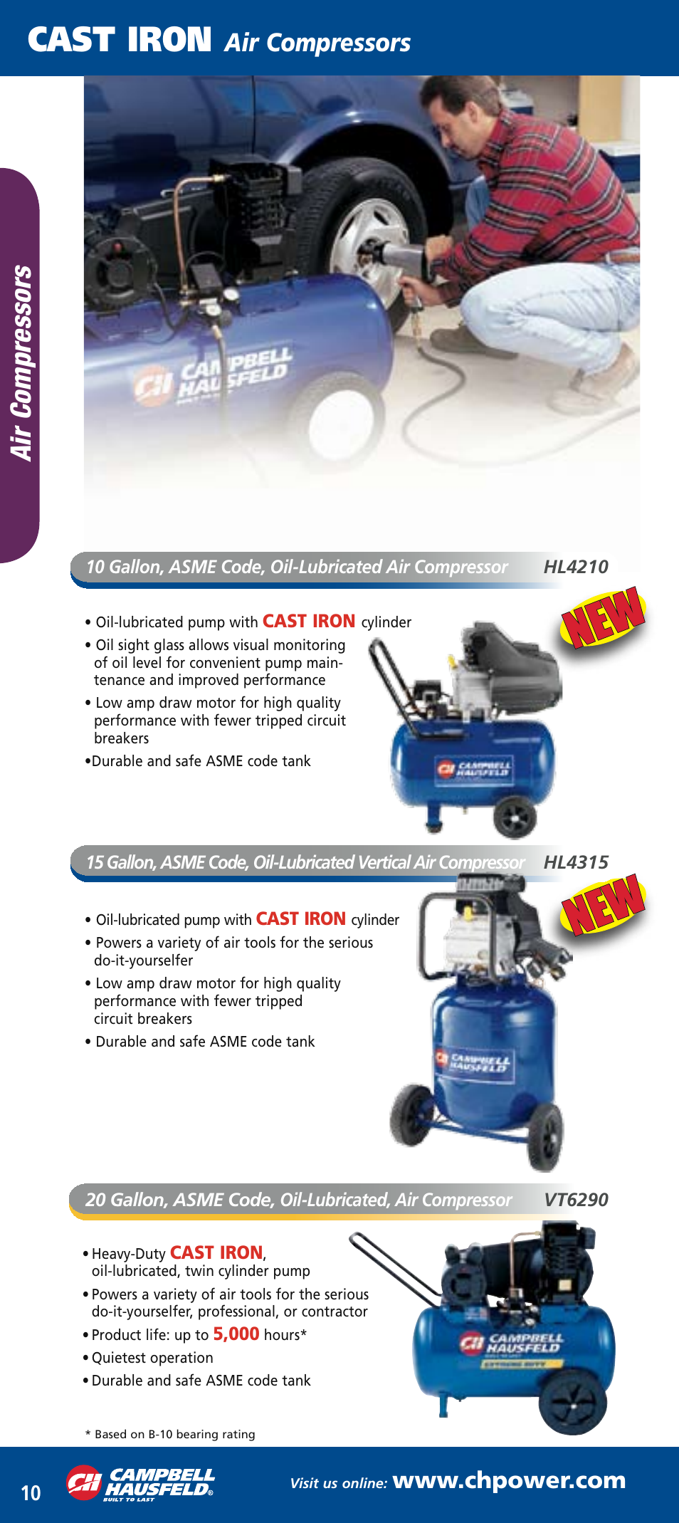 Ch mini catalog_mar2006 12.pdf, Cast iron, Ai r com pr ess or s | Air compressors | Campbell Hausfeld FP2052 User Manual | Page 5 / 6
