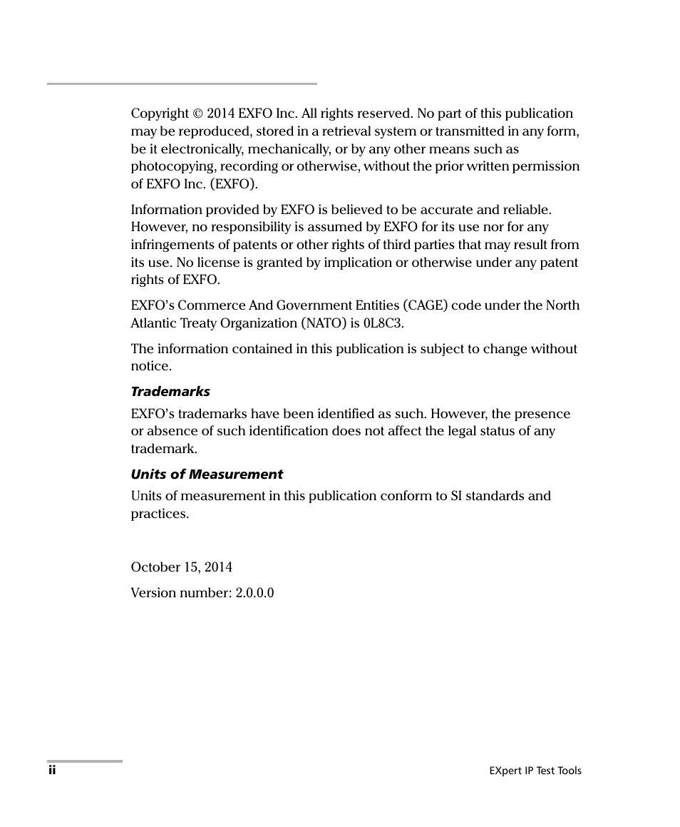 EXFO EXpert IP Test Tools User Manual | Page 2 / 62