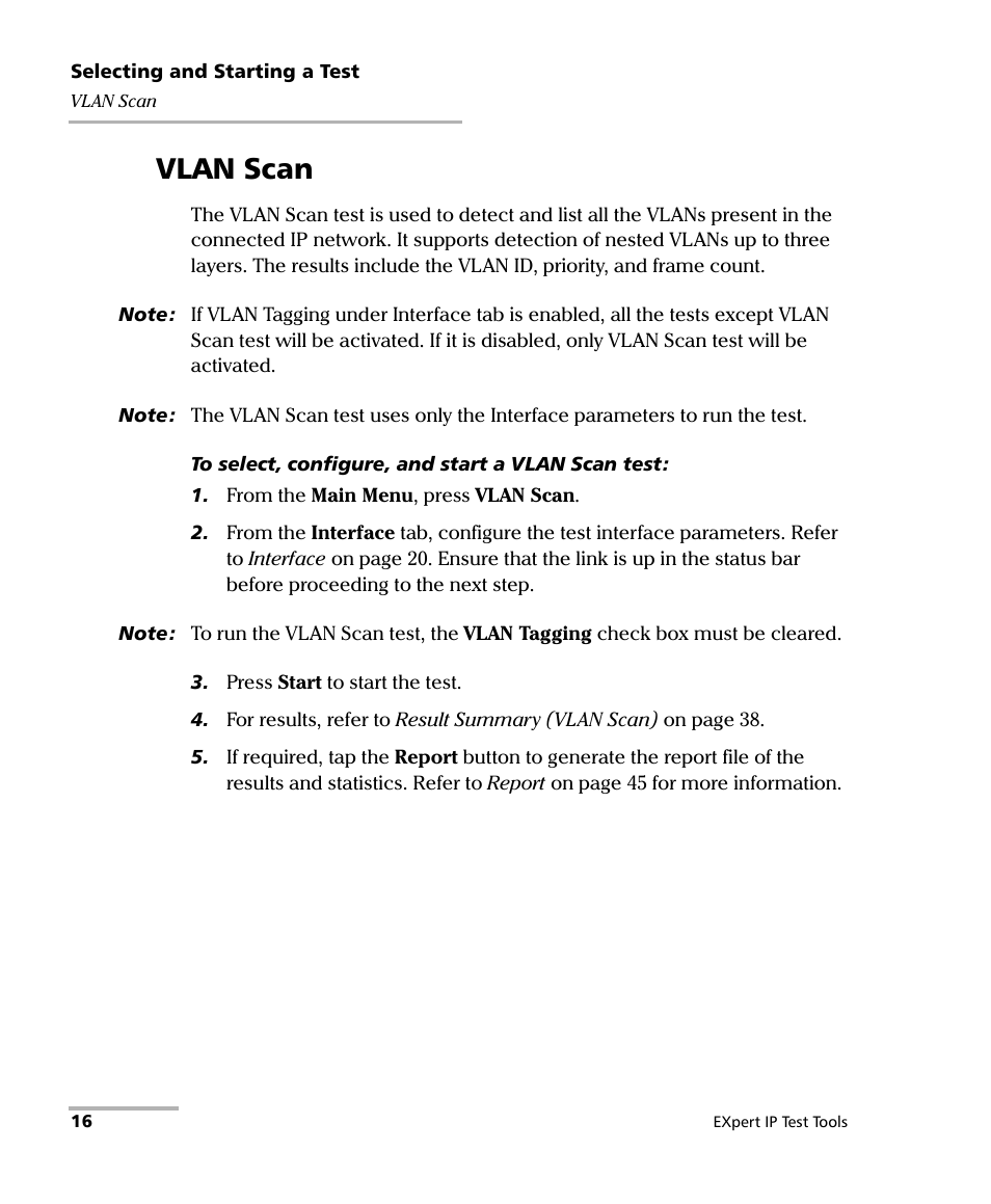 Vlan scan | EXFO EXpert IP Test Tools User Manual | Page 22 / 62