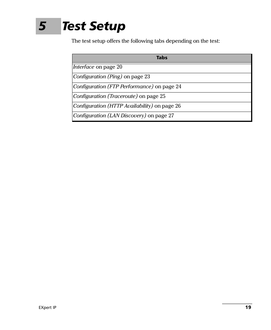 5 test setup, 5test setup | EXFO EXpert IP Test Tools User Manual | Page 25 / 62