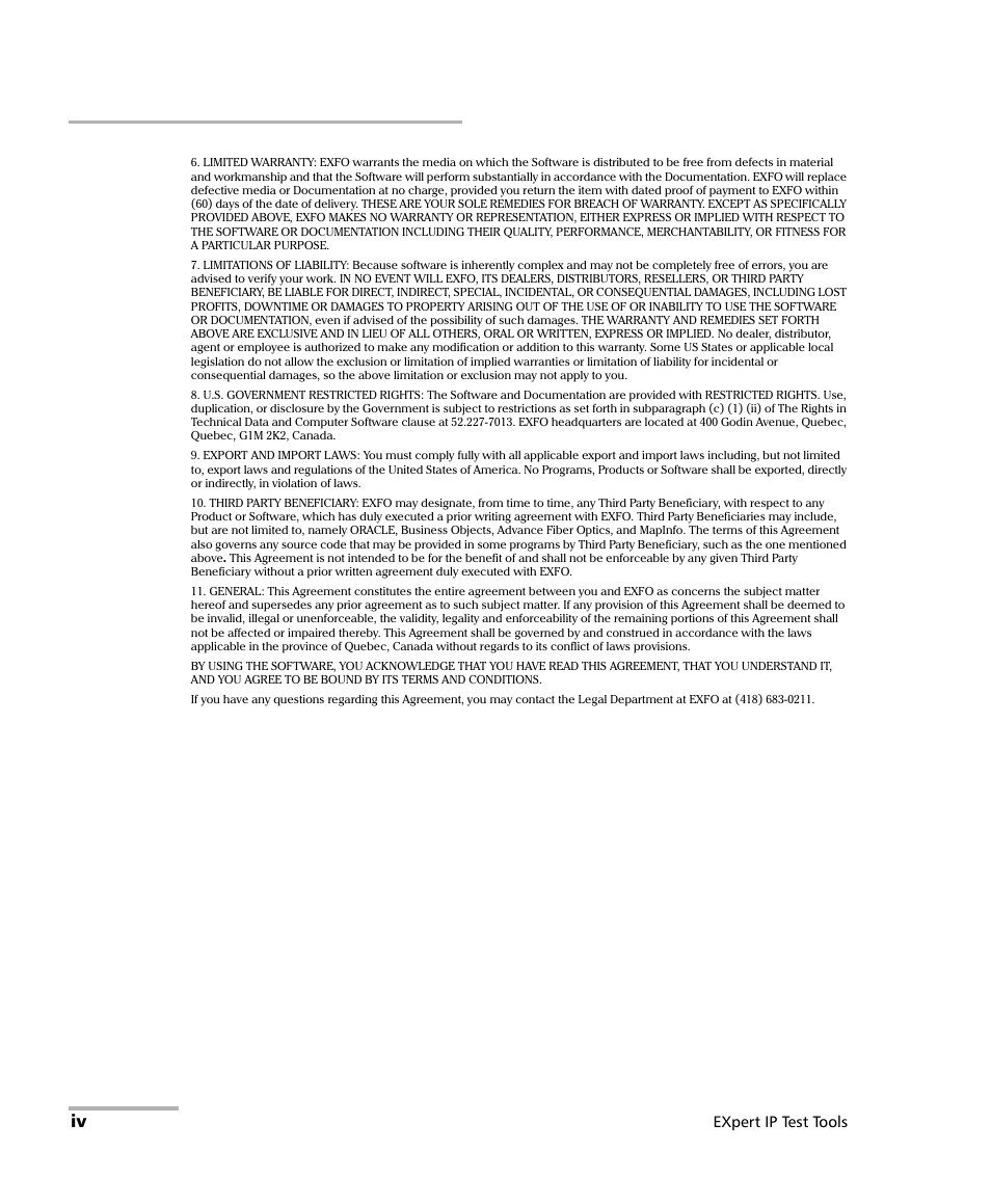 Expert ip test tools | EXFO EXpert IP Test Tools User Manual | Page 4 / 62
