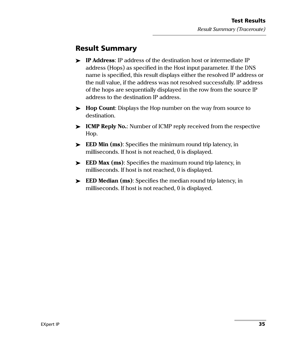 Result summary | EXFO EXpert IP Test Tools User Manual | Page 41 / 62