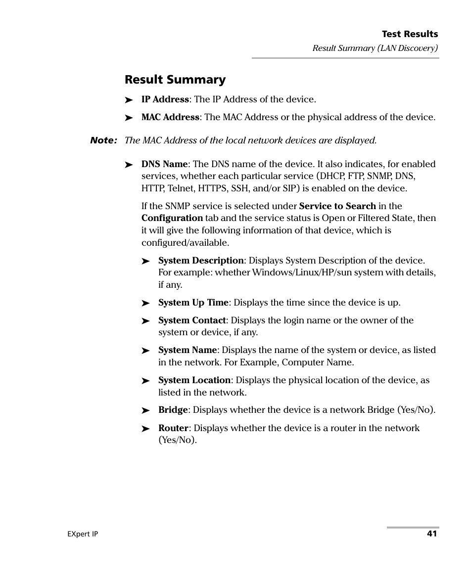 Result summary | EXFO EXpert IP Test Tools User Manual | Page 47 / 62