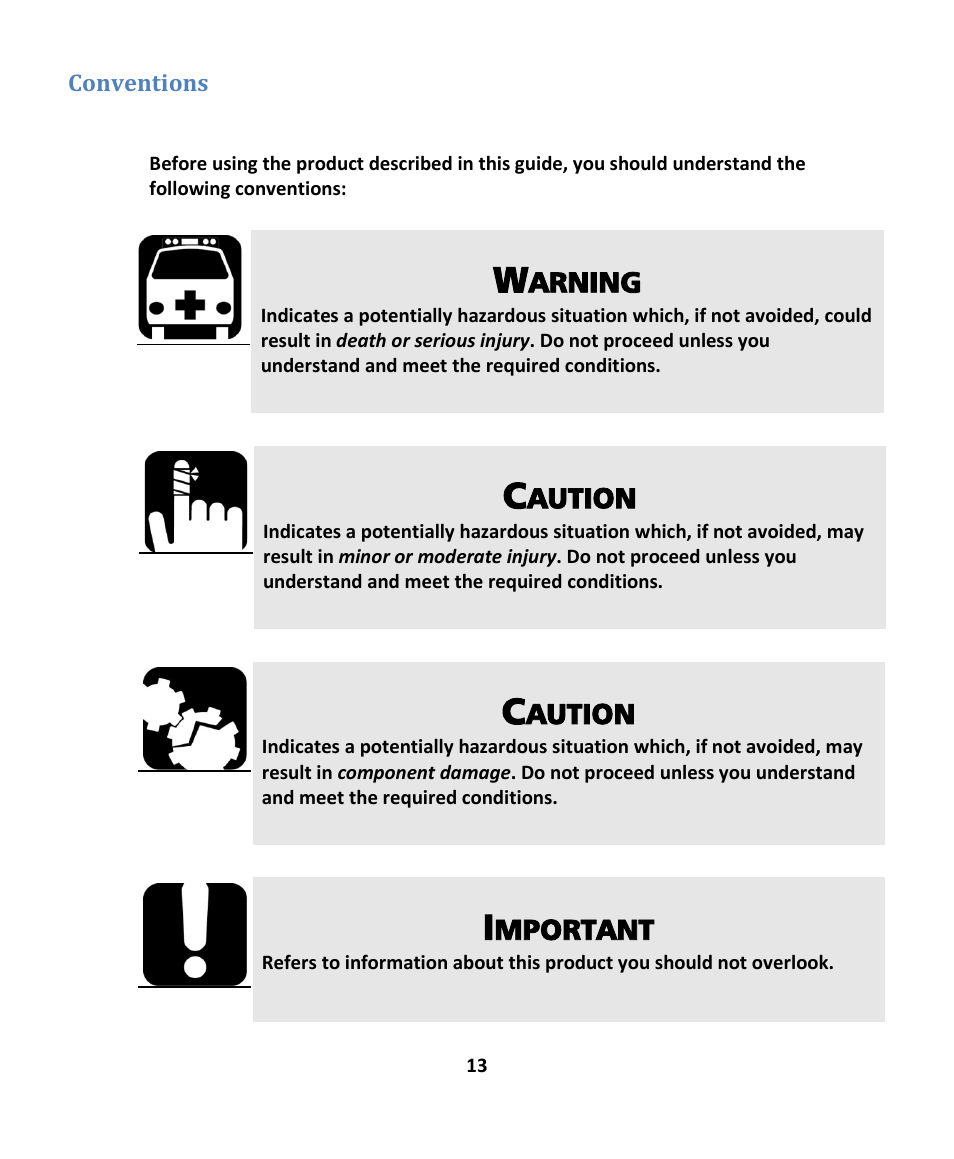 Conventions, Onventions, Arning | Aution, Mportant | EXFO EXpert IPTV Test Tools (FTB-1 / 2 Pro) User Manual | Page 13 / 82