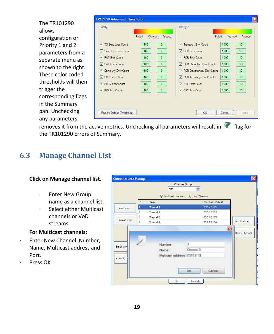 3 manage channel list, Anage, Hannel | EXFO EXpert IPTV Test Tools (FTB-1 / 2 Pro) User Manual | Page 19 / 82
