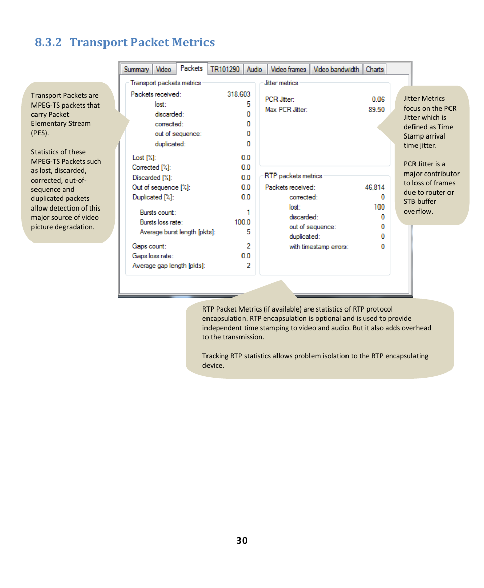 2 transport packet metrics, Ransport, Acket | Etrics | EXFO EXpert IPTV Test Tools (FTB-1 / 2 Pro) User Manual | Page 30 / 82
