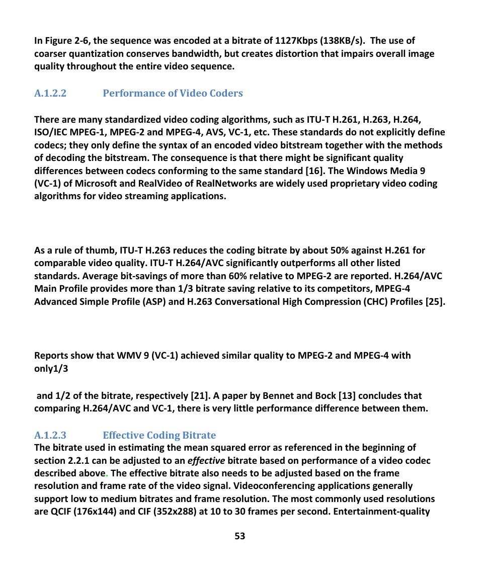 A.1.2.2 performance of video coders, A.1.2.3 effective coding bitrate | EXFO EXpert IPTV Test Tools (FTB-1 / 2 Pro) User Manual | Page 53 / 82