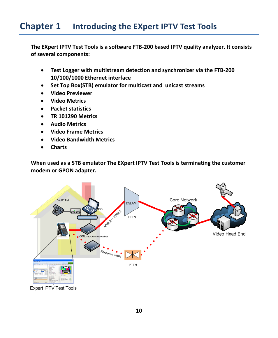 Chapter 1, Introducing the expert iptv test tools | EXFO EXpert IPTV Test Tools (FTB-200v2) User Manual | Page 10 / 82