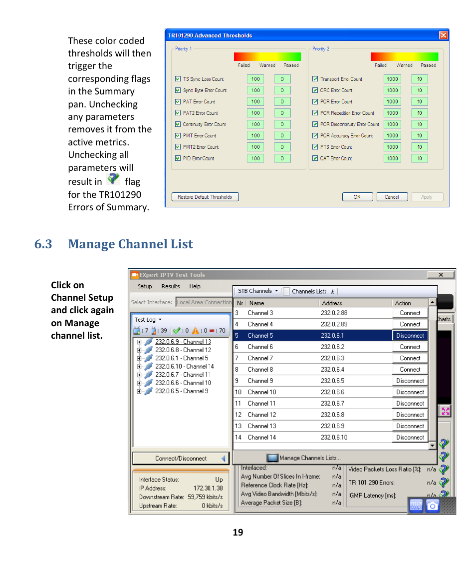 Manage cha, Annel list | EXFO EXpert IPTV Test Tools (FTB-200v2) User Manual | Page 19 / 82