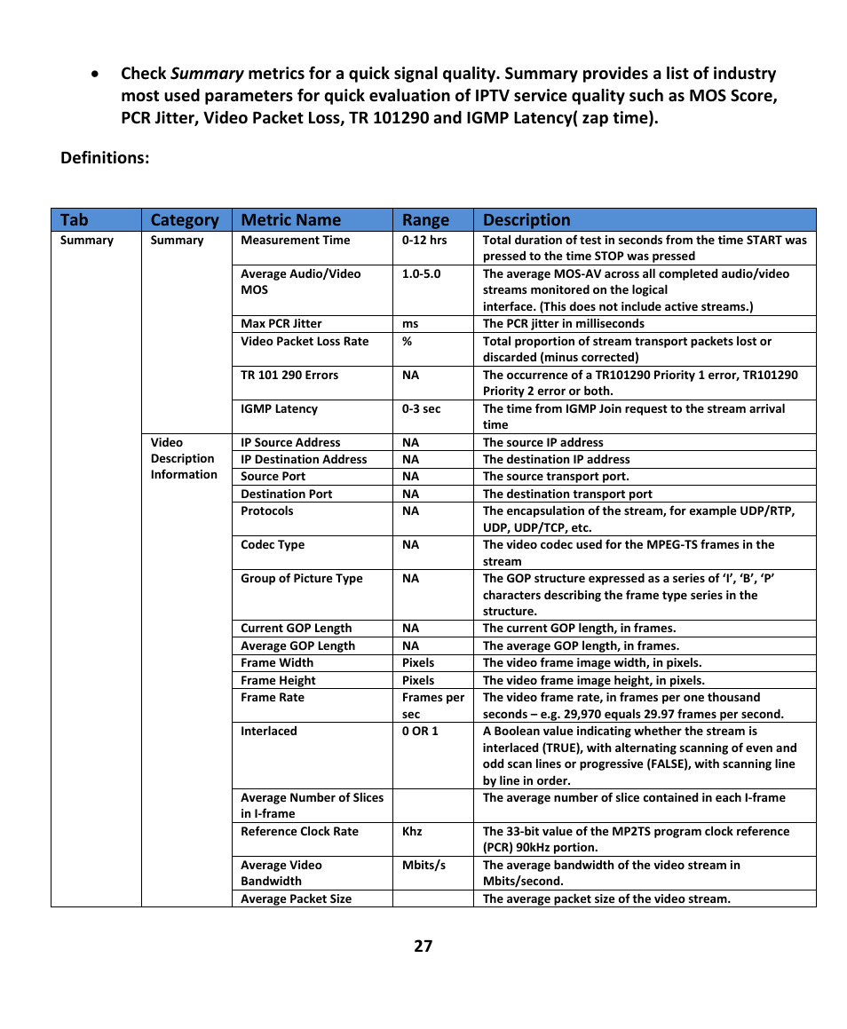 EXFO EXpert IPTV Test Tools (FTB-200v2) User Manual | Page 27 / 82
