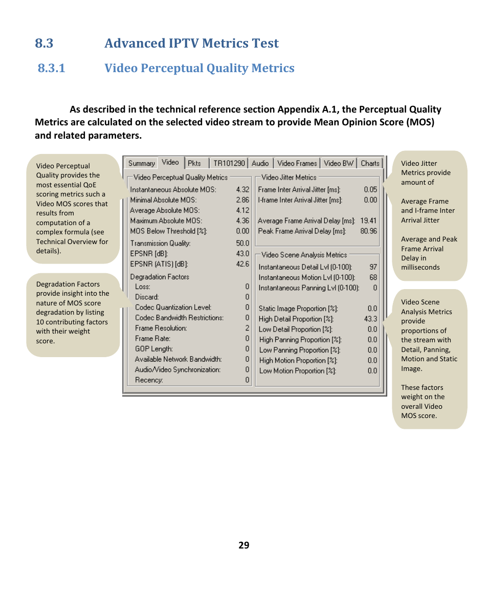 3 advanced iptv metrics test, 1 video perceptual quality metrics | EXFO EXpert IPTV Test Tools (FTB-200v2) User Manual | Page 29 / 82