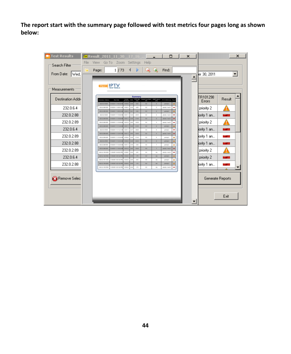 EXFO EXpert IPTV Test Tools (FTB-200v2) User Manual | Page 44 / 82