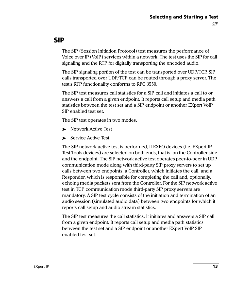 EXFO EXpert VoIP Test Tools User Manual | Page 19 / 107