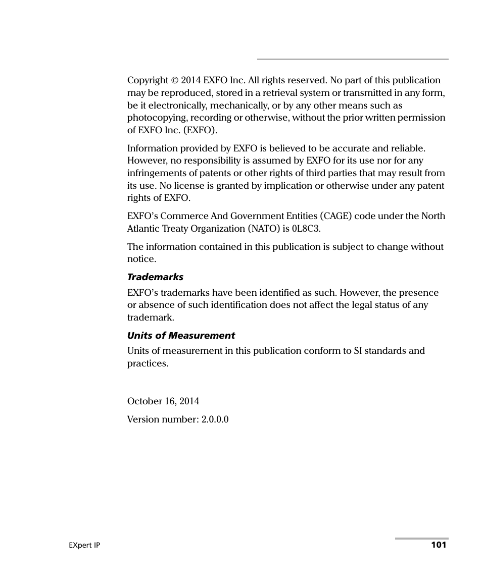 EXFO EXpert VoIP Test Tools User Manual | Page 2 / 107