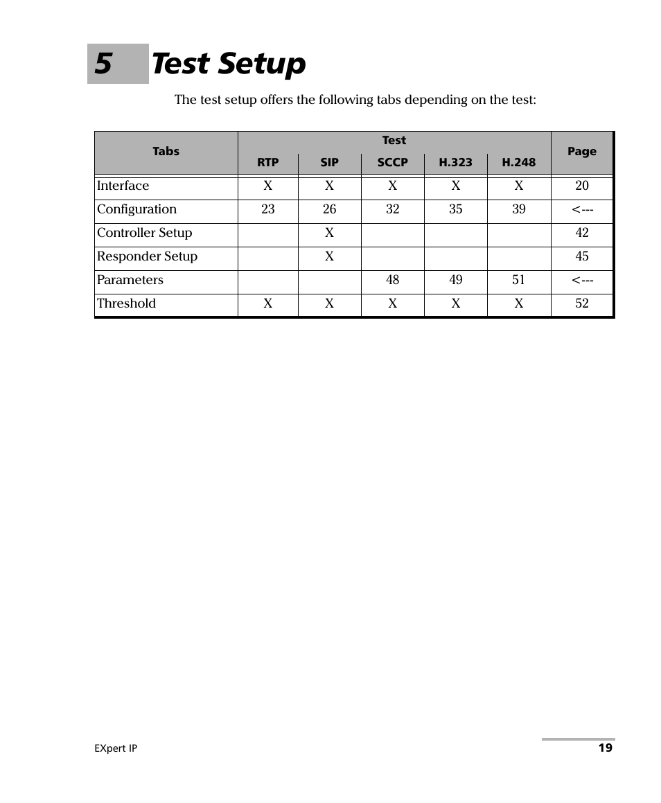 5 test setup, 5test setup | EXFO EXpert VoIP Test Tools User Manual | Page 25 / 107