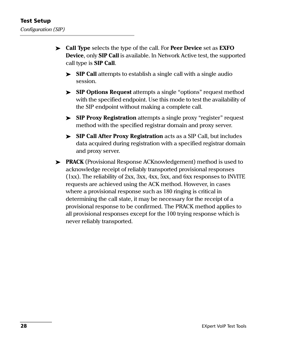 EXFO EXpert VoIP Test Tools User Manual | Page 34 / 107
