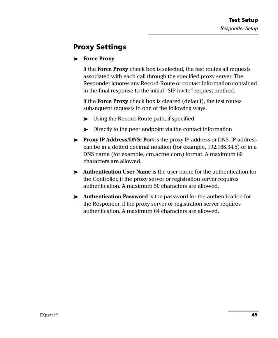 Proxy settings | EXFO EXpert VoIP Test Tools User Manual | Page 51 / 107