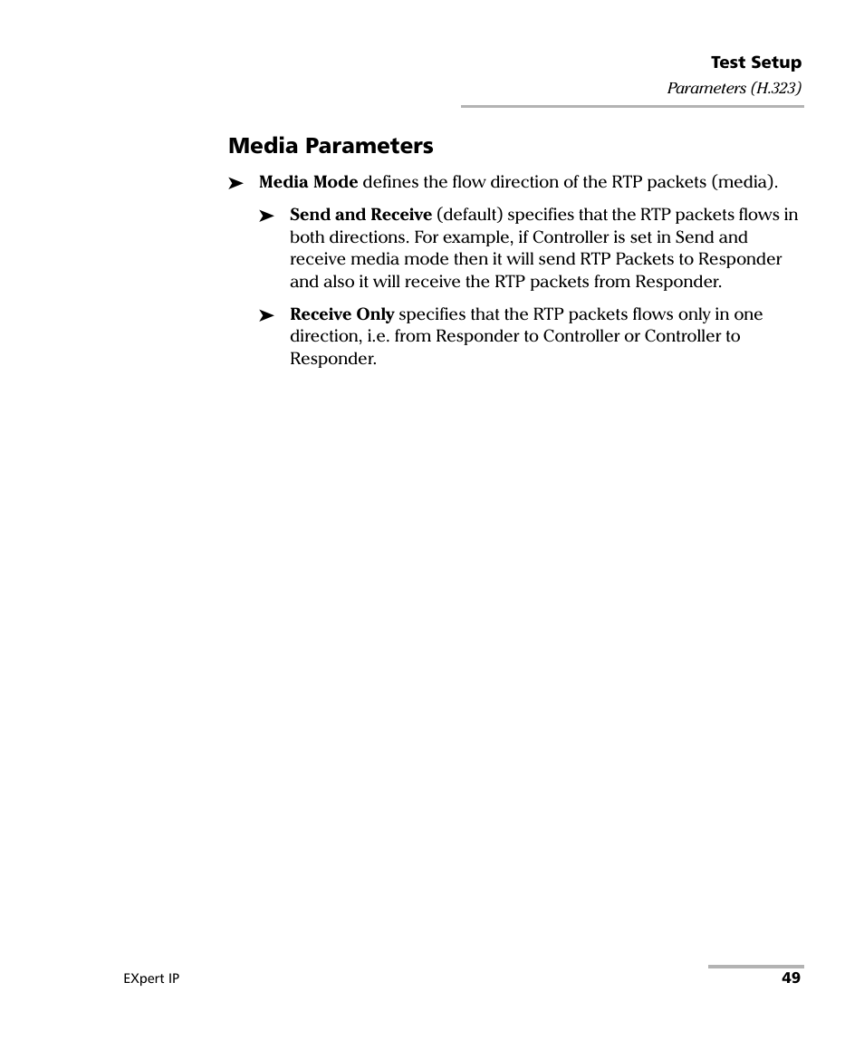 Media parameters | EXFO EXpert VoIP Test Tools User Manual | Page 55 / 107