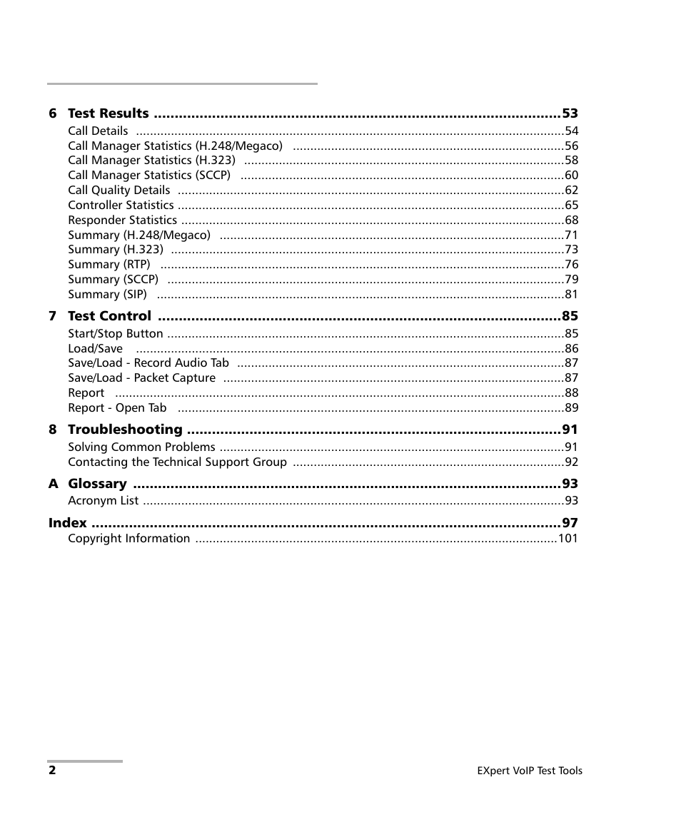 EXFO EXpert VoIP Test Tools User Manual | Page 6 / 107